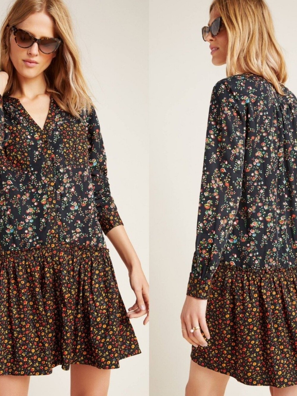 Anthropologie Maeve new womens 6 long-sleeved flowy pocketed boho midi dress